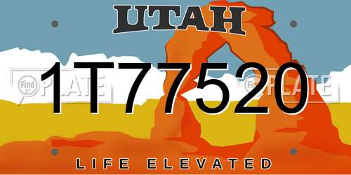 1T77520 Utah License Plate