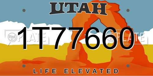 1T77660 Utah License Plate