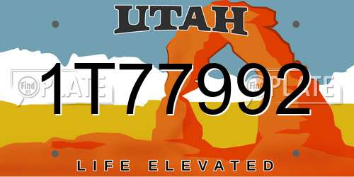 1T77992 Utah License Plate