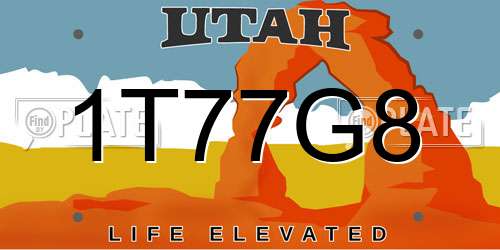 1T77G8 Utah License Plate