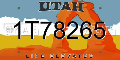 1T78265 Utah License Plate