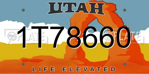 1T78660 Utah License Plate