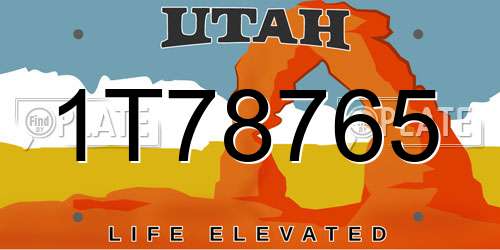 1T78765 Utah License Plate