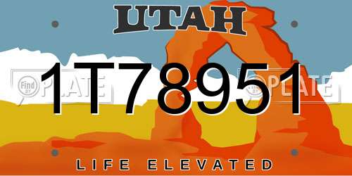 1T78951 Utah License Plate