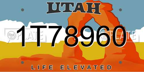 1T78960 Utah License Plate