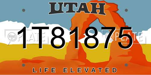 1T81875 Utah License Plate