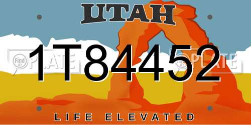 1T84452 Utah License Plate
