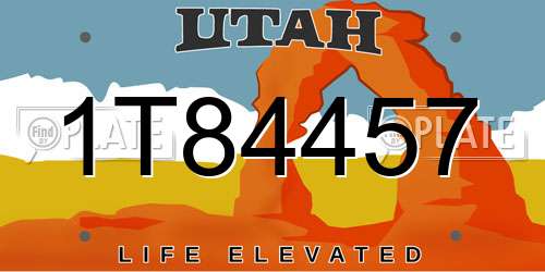 1T84457 Utah License Plate