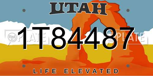 1T84487 Utah License Plate