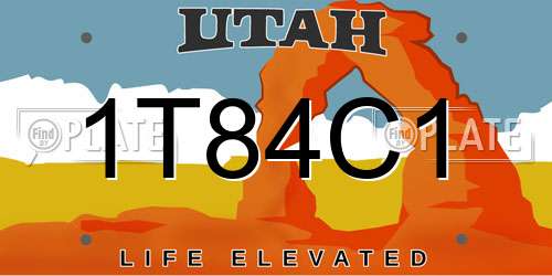 1T84C1 Utah License Plate