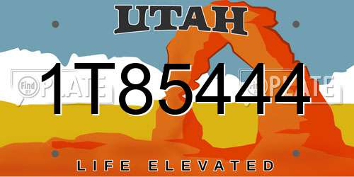 1T85444 Utah License Plate