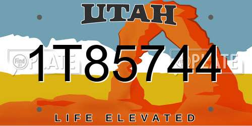 1T85744 Utah License Plate