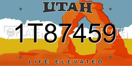 1T87459 Utah License Plate