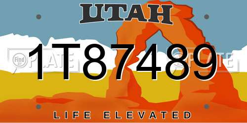 1T87489 Utah License Plate