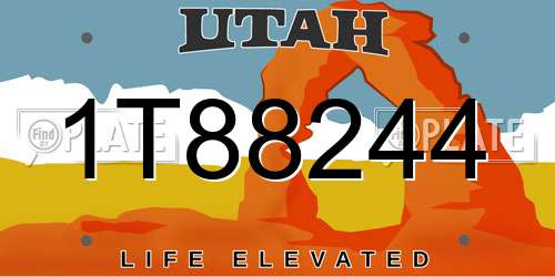 1T88244 Utah License Plate