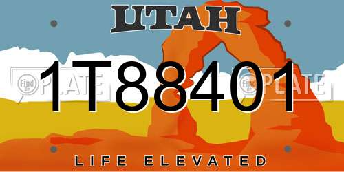 1T88401 Utah License Plate