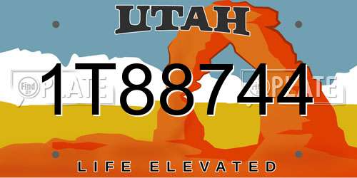 1T88744 Utah License Plate