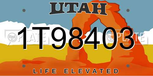 1T98403 Utah License Plate