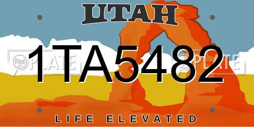 1TA5482 Utah License Plate