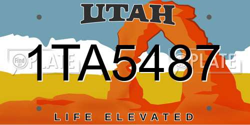 1TA5487 Utah License Plate