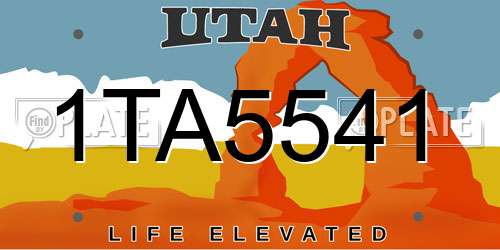 1TA5541 Utah License Plate