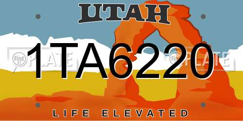 1TA6220 Utah License Plate