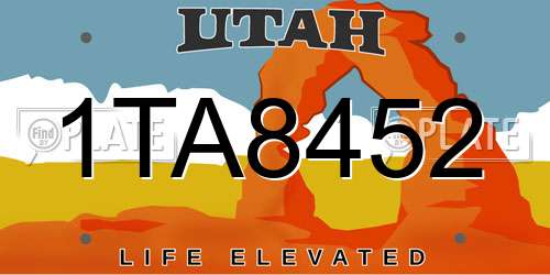 1TA8452 Utah License Plate