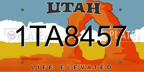 1TA8457 Utah License Plate