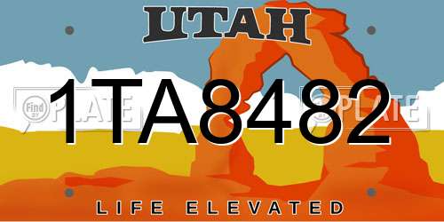 1TA8482 Utah License Plate