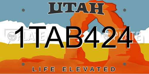1TAB424 Utah License Plate