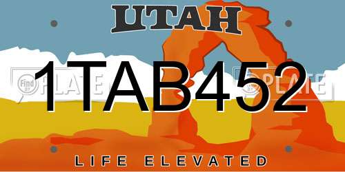 1TAB452 Utah License Plate