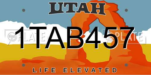 1TAB457 Utah License Plate