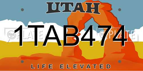 1TAB474 Utah License Plate