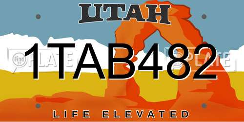 1TAB482 Utah License Plate