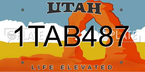 1TAB487 Utah License Plate