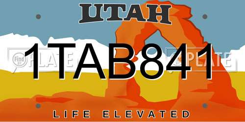 1TAB841 Utah License Plate