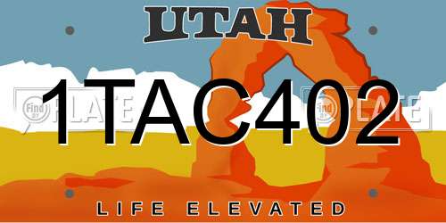1TAC402 Utah License Plate