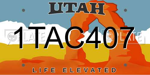 1TAC407 Utah License Plate