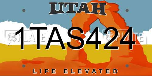 1TAS424 Utah License Plate