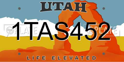 1TAS452 Utah License Plate