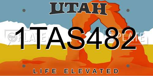 1TAS482 Utah License Plate