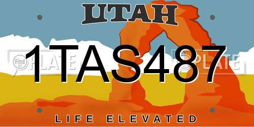 1TAS487 Utah License Plate
