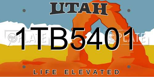 1TB5401 Utah License Plate