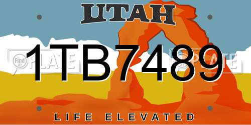 1TB7489 Utah License Plate