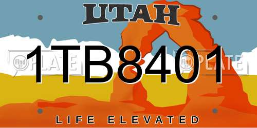 1TB8401 Utah License Plate
