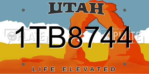 1TB8744 Utah License Plate