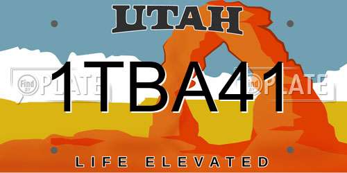 1TBA41 Utah License Plate