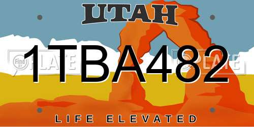 1TBA482 Utah License Plate