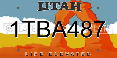 1TBA487 Utah License Plate
