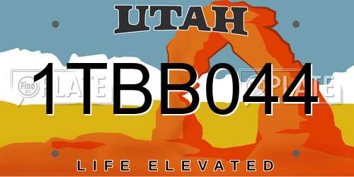 1TBB044 Utah License Plate
